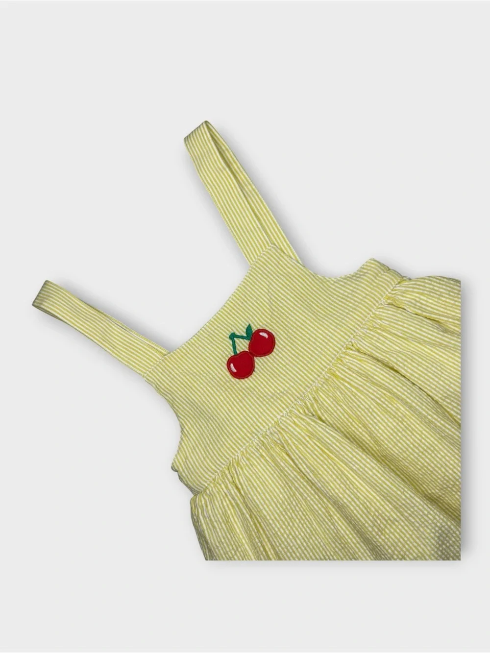 Mini Boden Ice Cream Treats Applique Yellow Seersucker Pinafore Dress